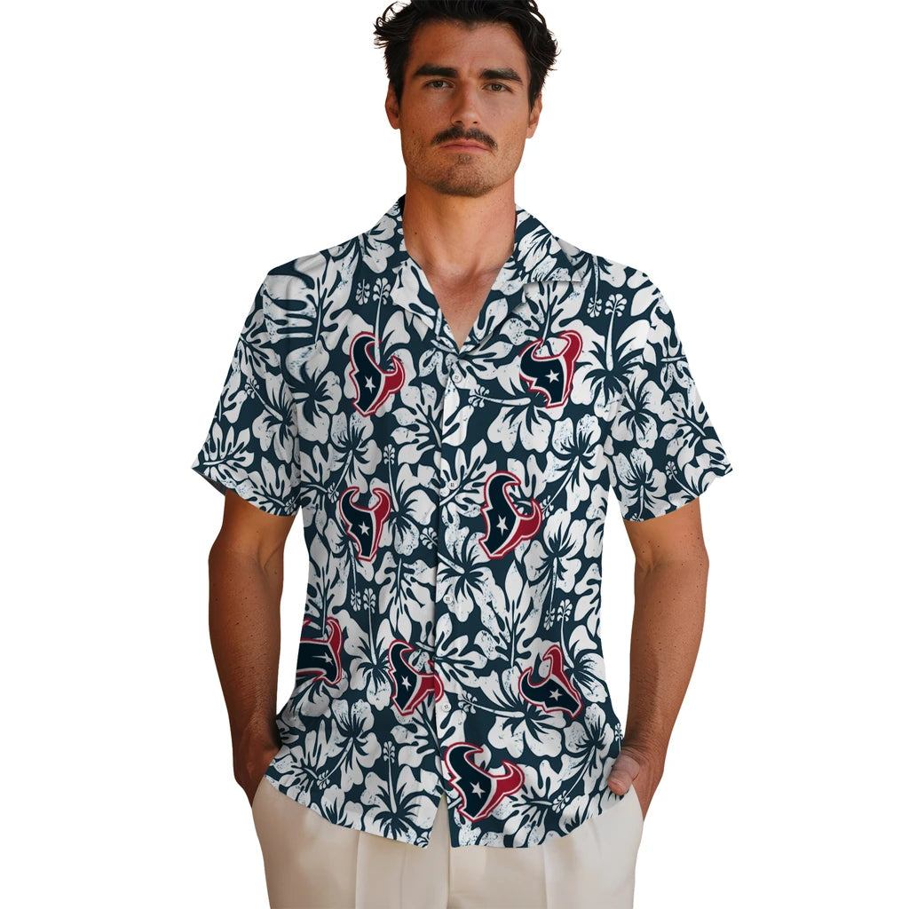 Houston Texans Hawaiian Shirt - Hibiscus Motif | Hula Hawaiian Shirts