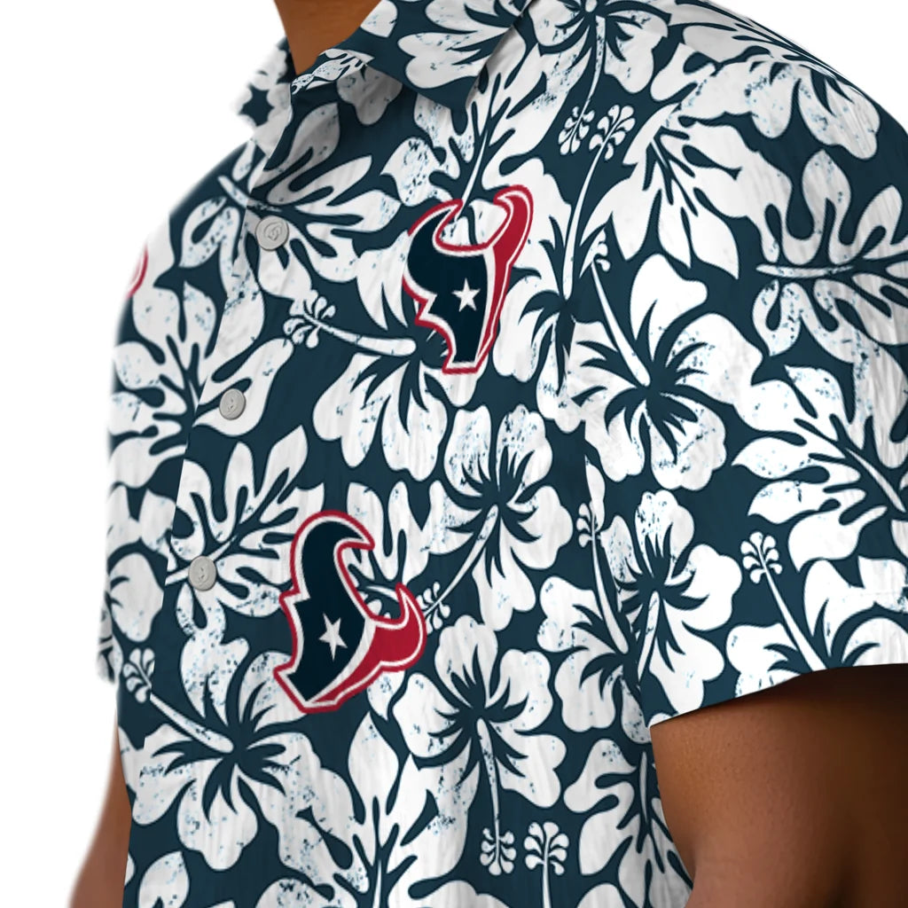 Houston Texans Hawaiian Shirt - Hibiscus Motif | Hula Hawaiian Shirts