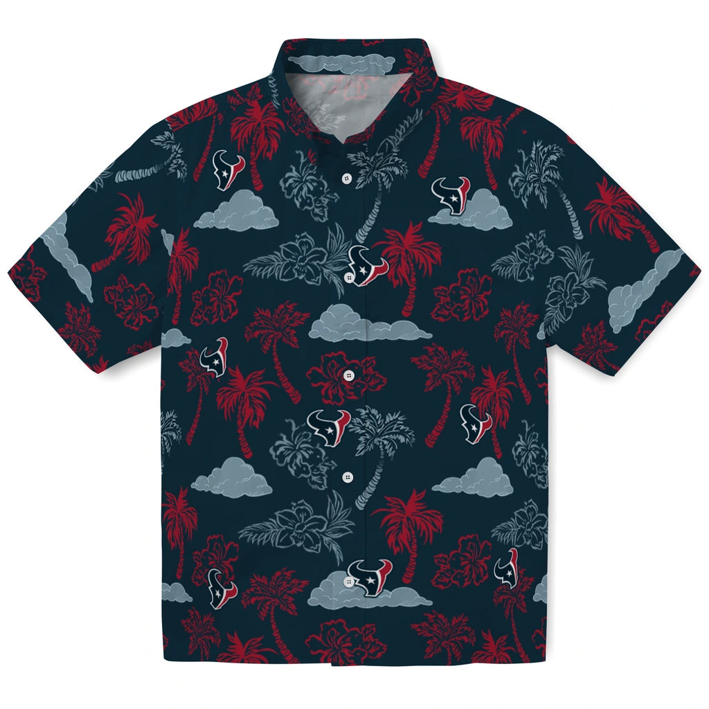 Houston Texans Hawaiian Shirt - Palm And Clouds | Hula Hawaiian Shirts