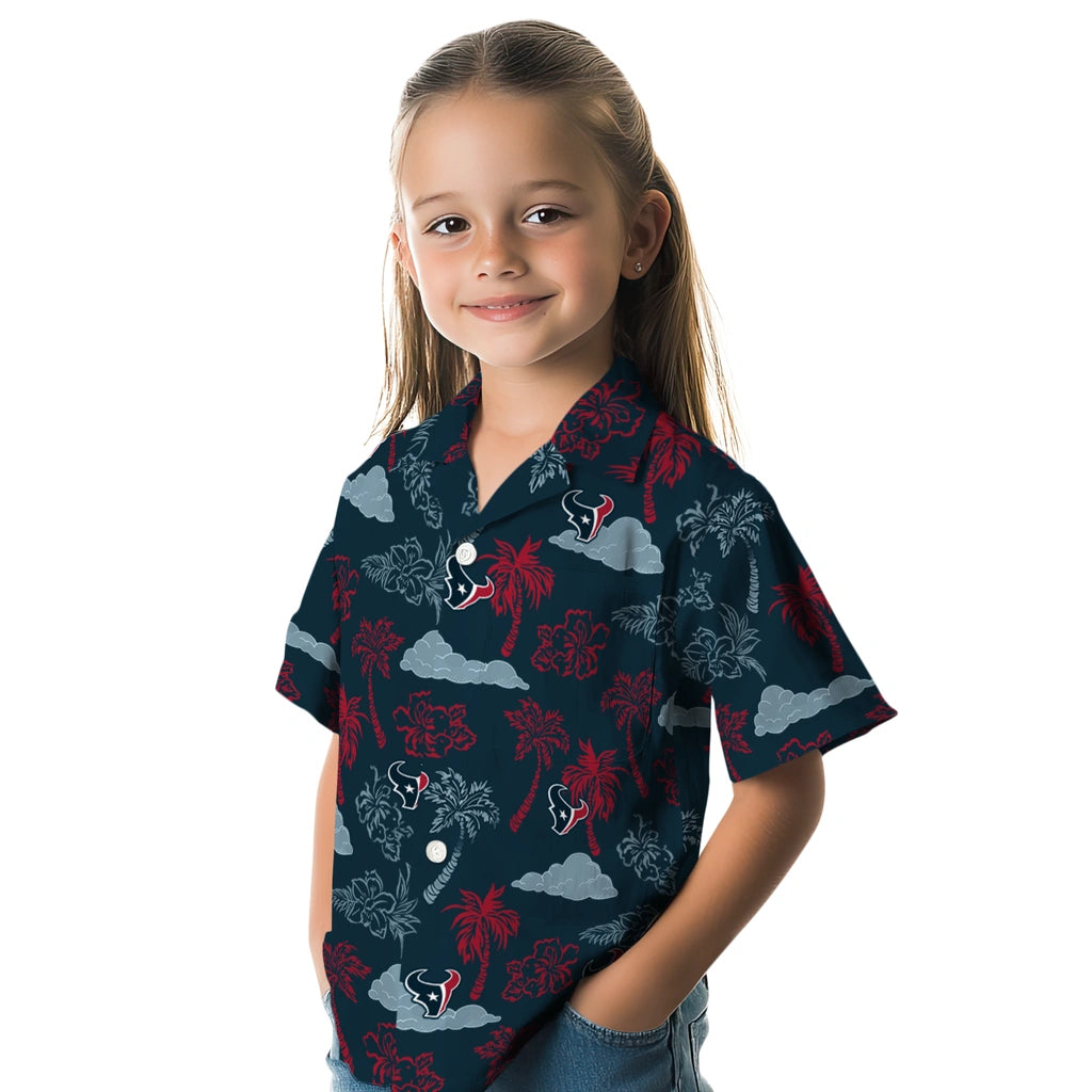 Houston Texans Hawaiian Shirt - Palm And Clouds | Hula Hawaiian Shirts