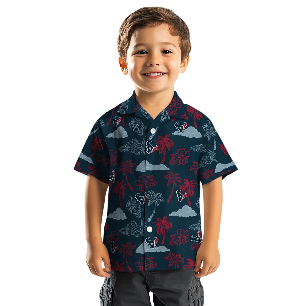 Houston Texans Hawaiian Shirt - Palm And Clouds | Hula Hawaiian Shirts