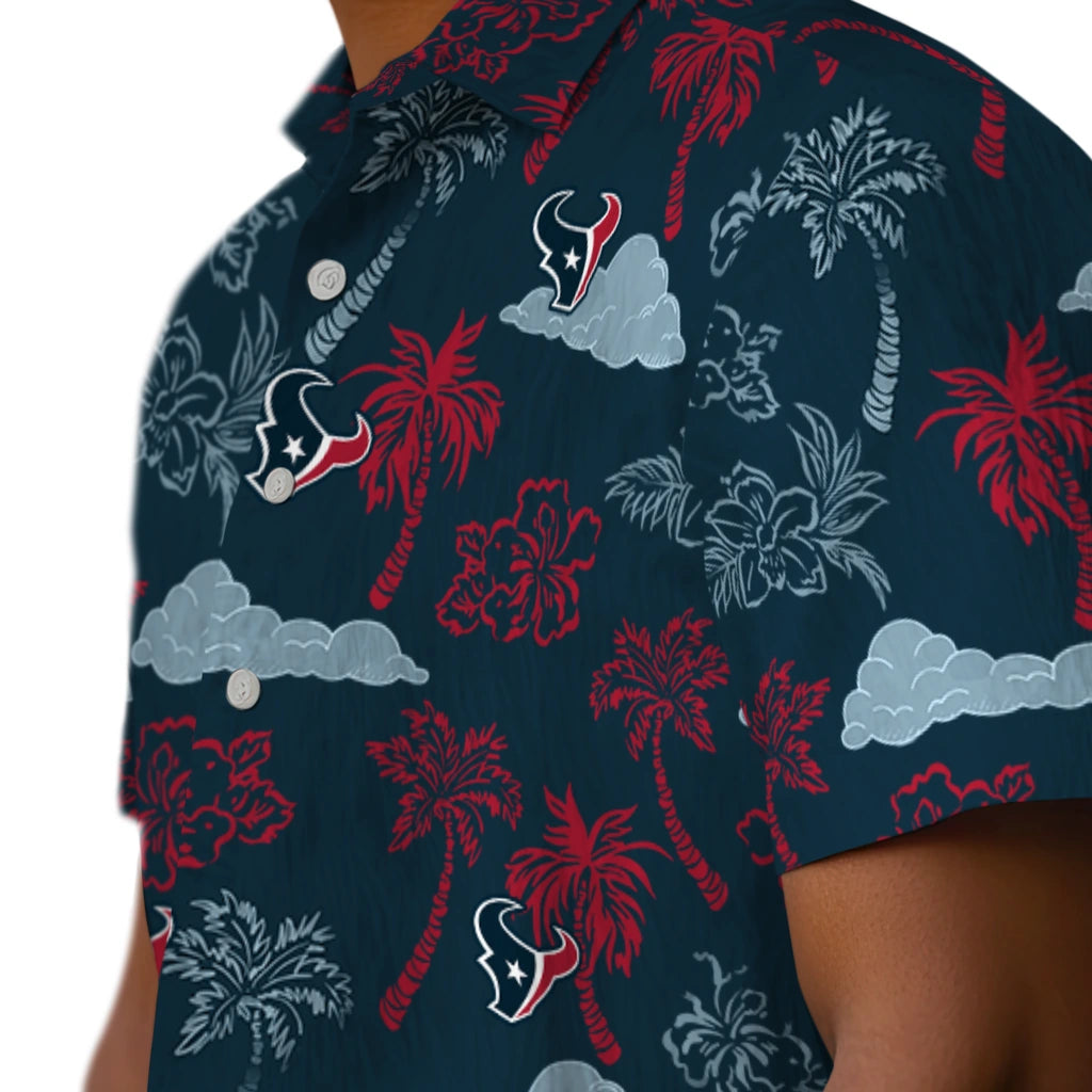 Houston Texans Hawaiian Shirt - Palm And Clouds | Hula Hawaiian Shirts