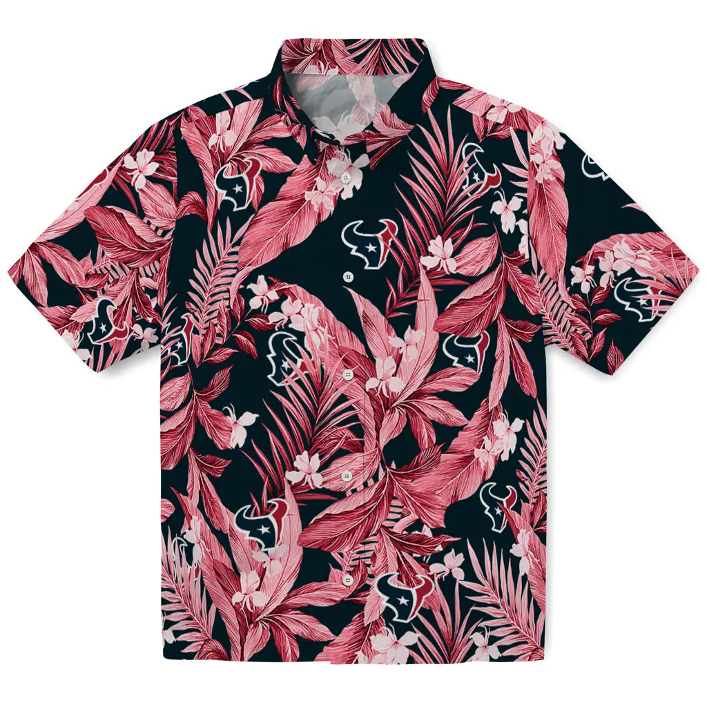 Houston Texans Hawaiian Shirt - Palm Leaves | Hula Hawaiian Shirts