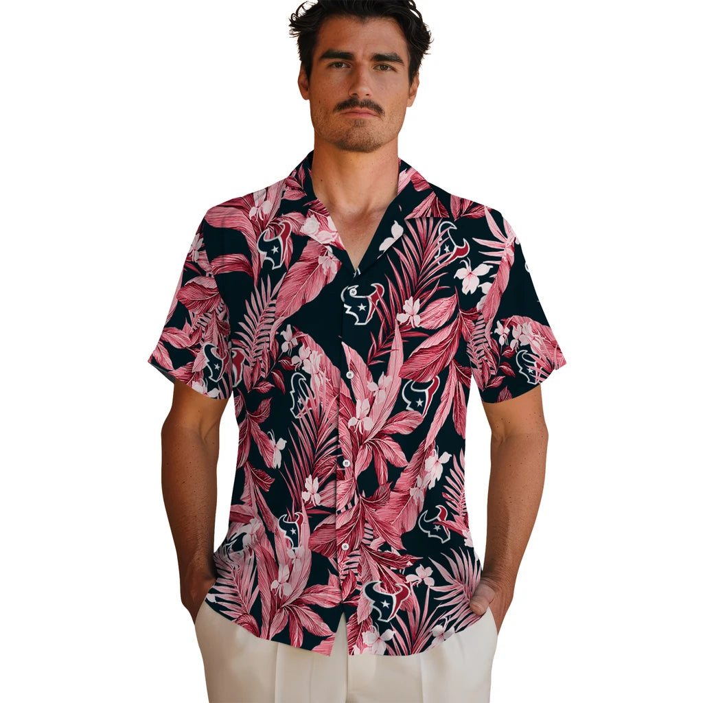 Houston Texans Hawaiian Shirt - Palm Leaves | Hula Hawaiian Shirts