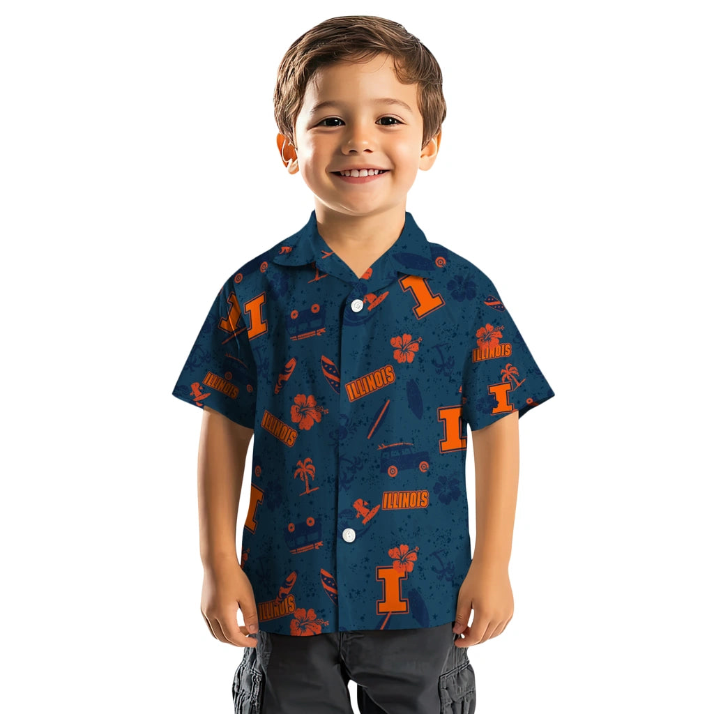 Illinois Fighting Illini Hawaiian Shirt - Beach Vibe | Hula Hawaiian Shirts