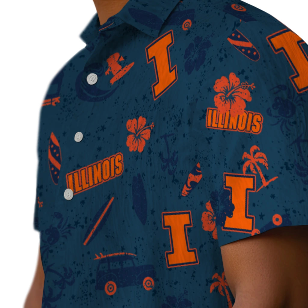 Illinois Fighting Illini Hawaiian Shirt - Beach Vibe | Hula Hawaiian Shirts