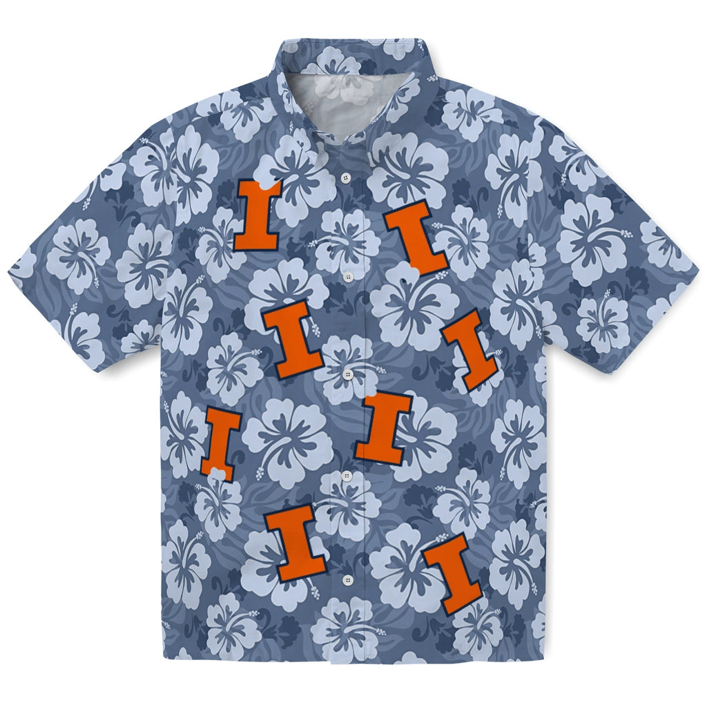 Illinois Fighting Illini Hawaiian Shirt - Hibiscus Cluster | Hula Hawaiian Shirts