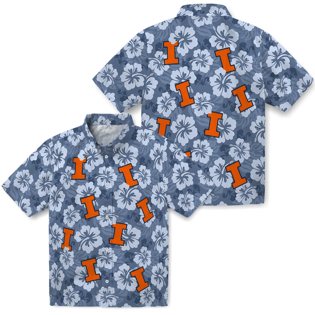 Illinois Fighting Illini Hawaiian Shirt - Hibiscus Cluster | Hula Hawaiian Shirts