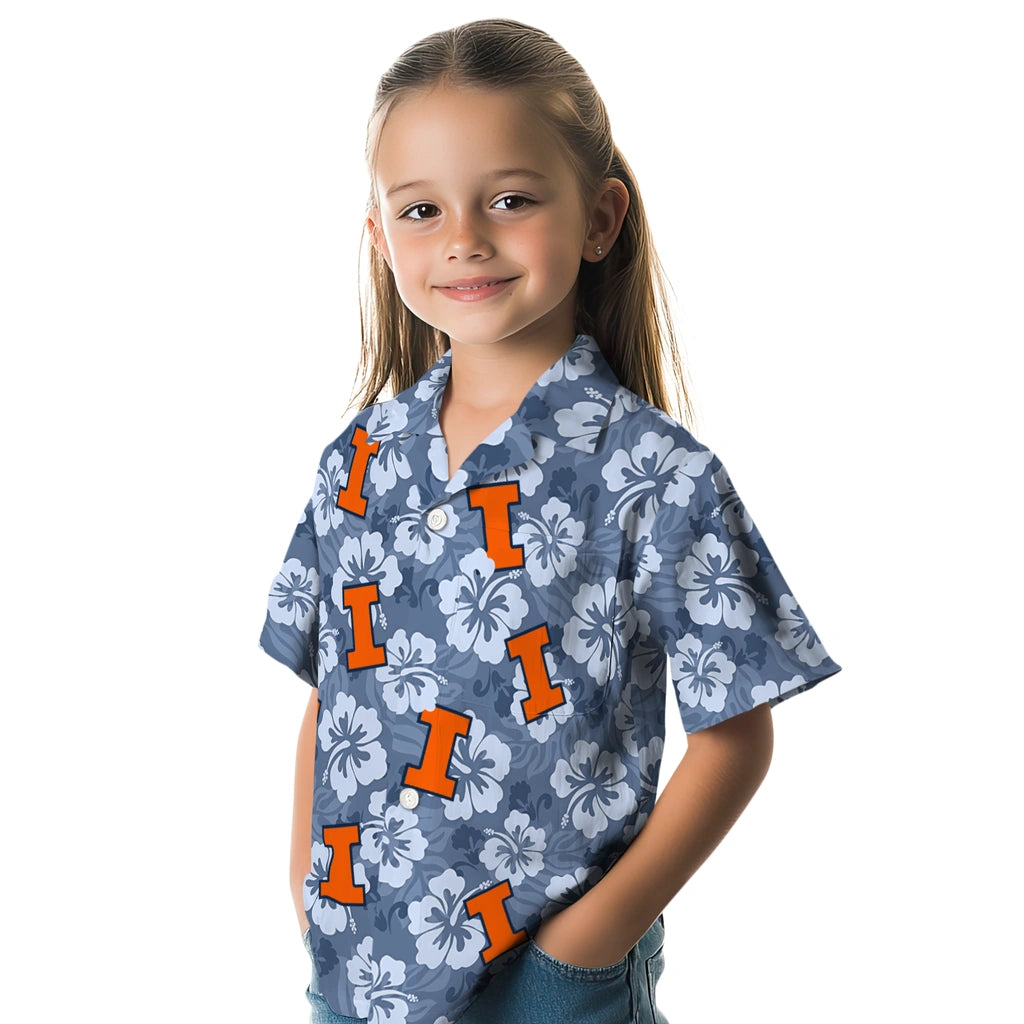 Illinois Fighting Illini Hawaiian Shirt - Hibiscus Cluster | Hula Hawaiian Shirts