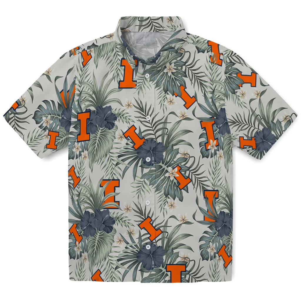 Illinois Fighting Illini Hawaiian Shirt - Hibiscus Designs | Hula Hawaiian Shirts