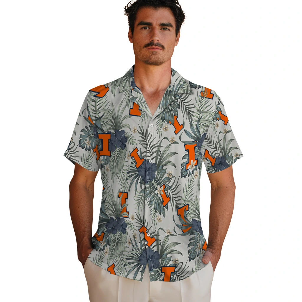 Illinois Fighting Illini Hawaiian Shirt - Hibiscus Designs | Hula Hawaiian Shirts