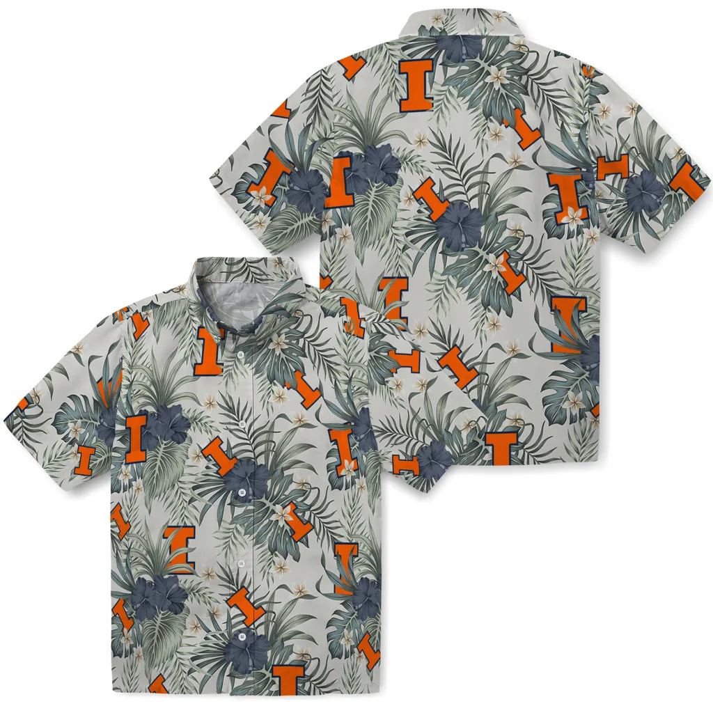 Illinois Fighting Illini Hawaiian Shirt - Hibiscus Designs | Hula Hawaiian Shirts