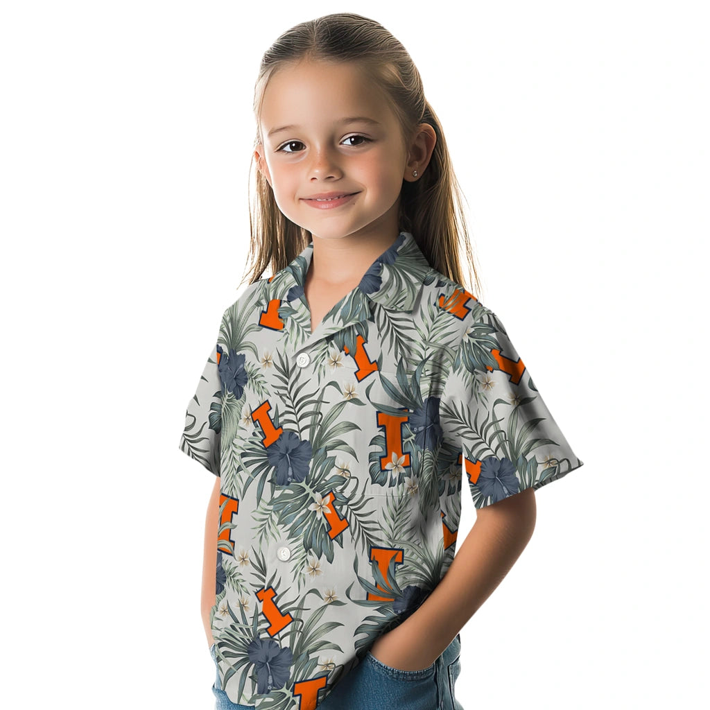 Illinois Fighting Illini Hawaiian Shirt - Hibiscus Designs | Hula Hawaiian Shirts