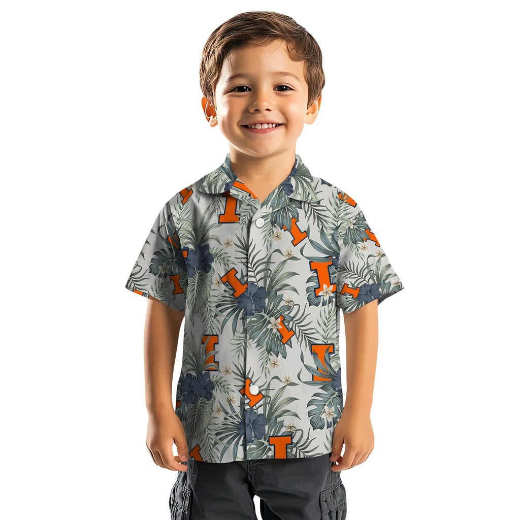 Illinois Fighting Illini Hawaiian Shirt - Hibiscus Designs | Hula Hawaiian Shirts