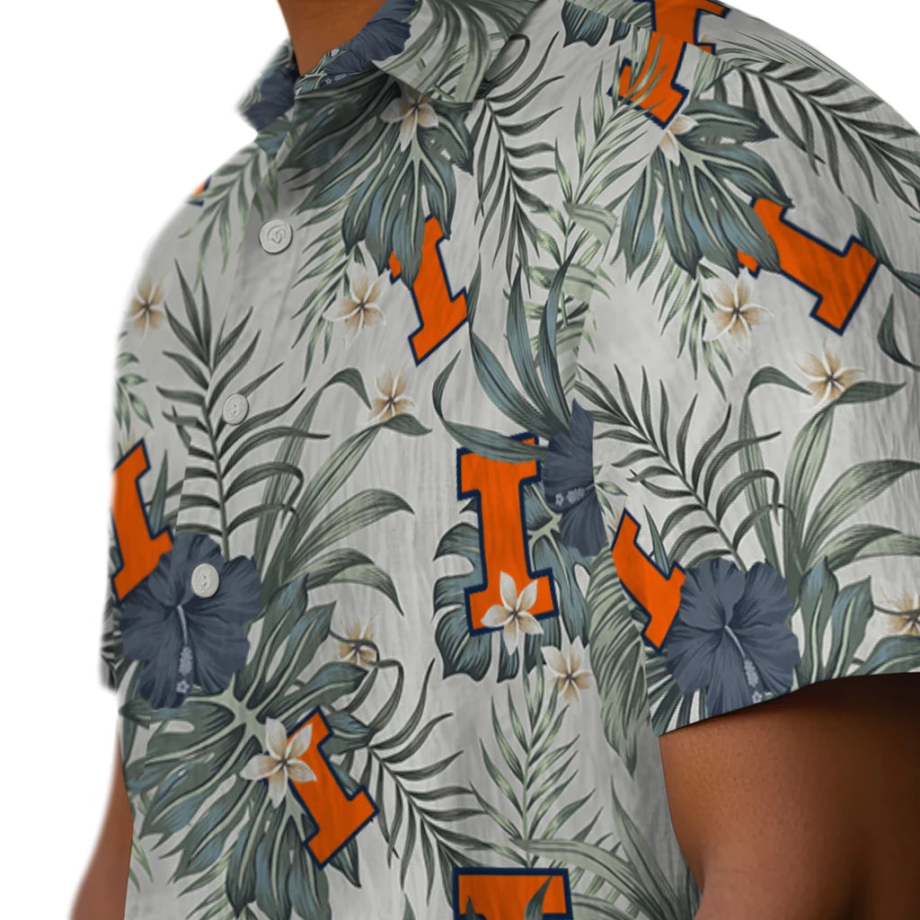 Illinois Fighting Illini Hawaiian Shirt - Hibiscus Designs | Hula Hawaiian Shirts