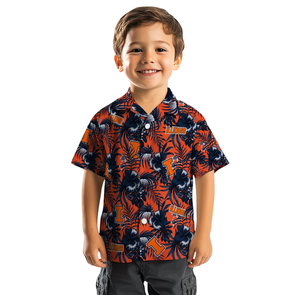 Illinois Fighting Illini Hawaiian Shirt - Hibiscus Exotic | Hula Hawaiian Shirts