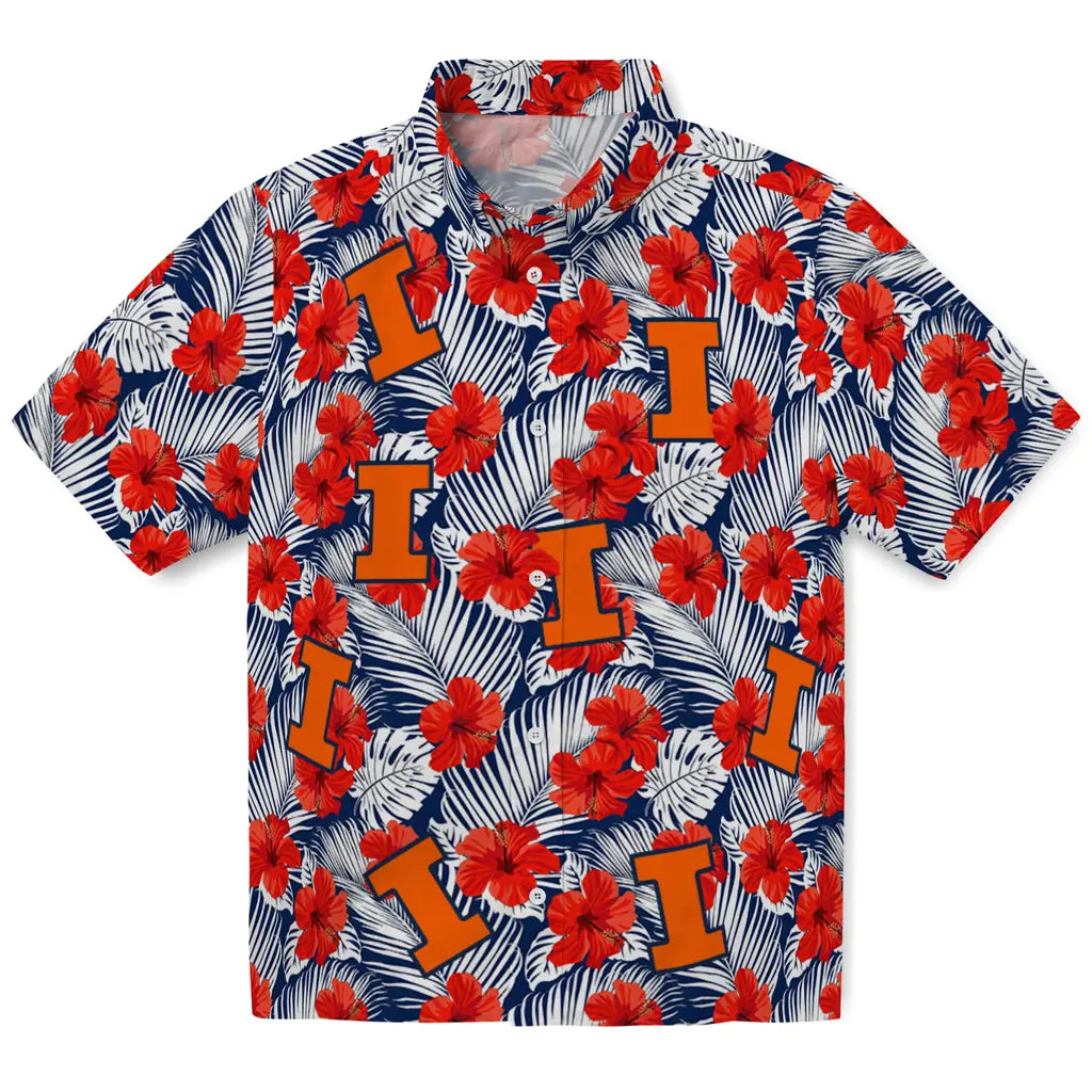 Illinois Fighting Illini Hawaiian Shirt - Hibiscus Fiesta | Hula Hawaiian Shirts
