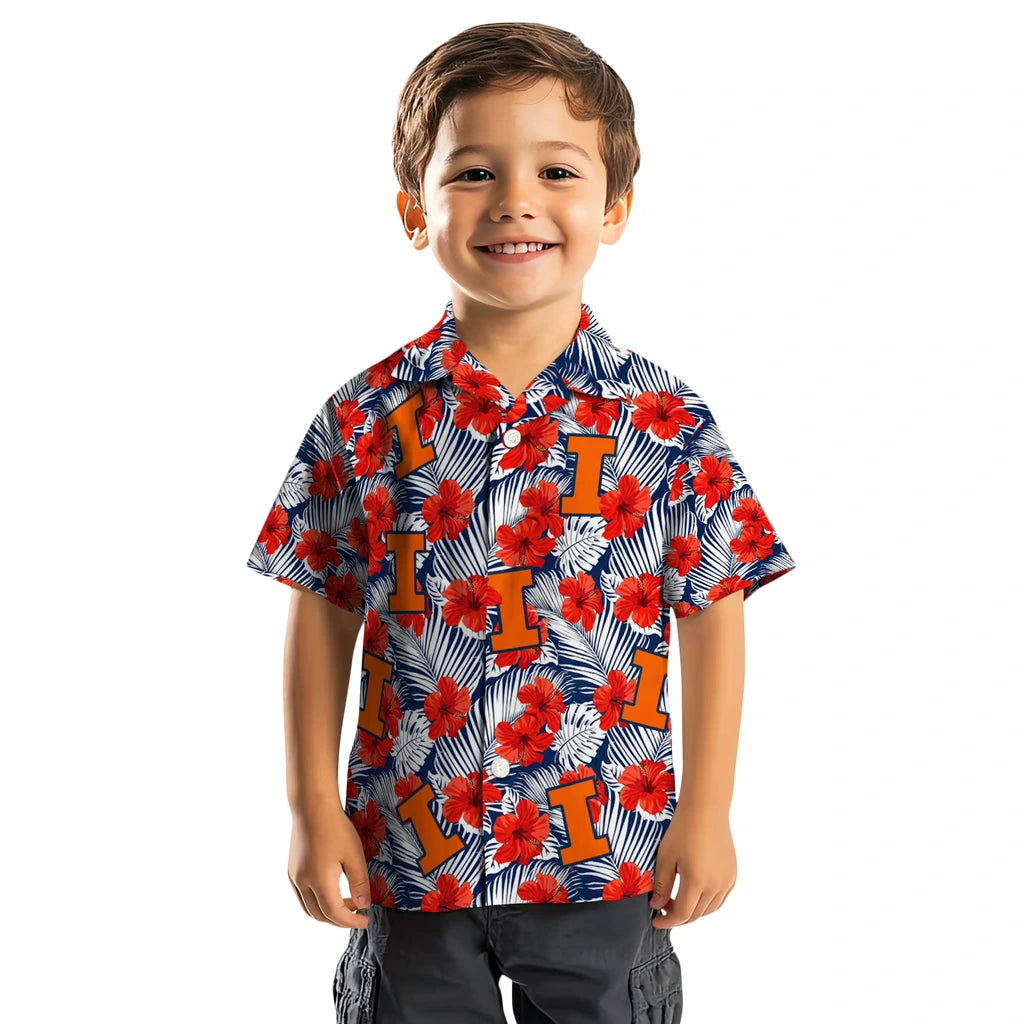 Illinois Fighting Illini Hawaiian Shirt - Hibiscus Fiesta | Hula Hawaiian Shirts