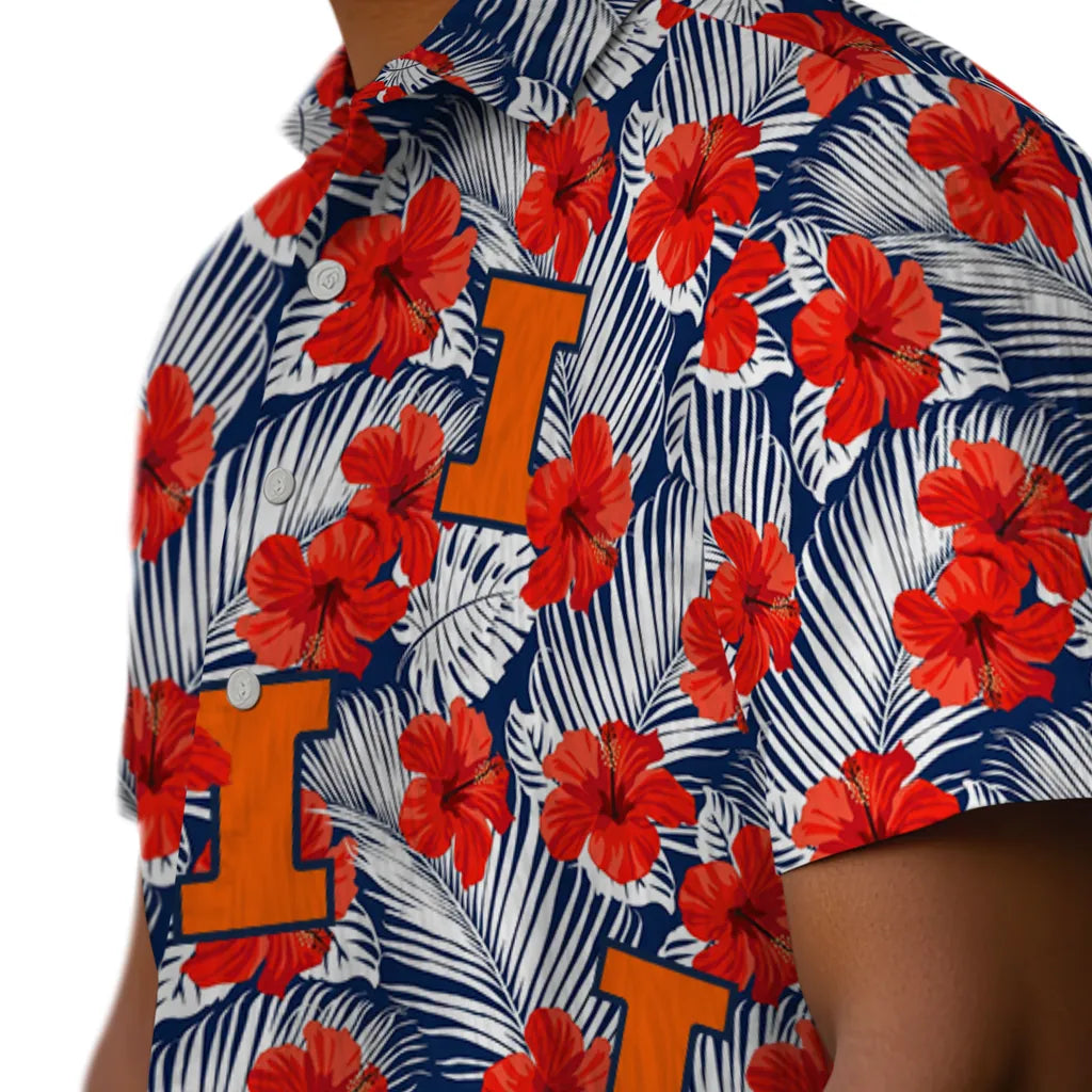 Illinois Fighting Illini Hawaiian Shirt - Hibiscus Fiesta | Hula Hawaiian Shirts