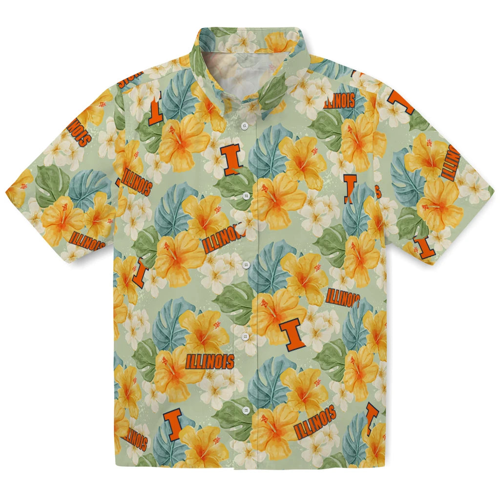 Illinois Fighting Illini Hawaiian Shirt - Hibiscus Mood | Hula Hawaiian Shirts