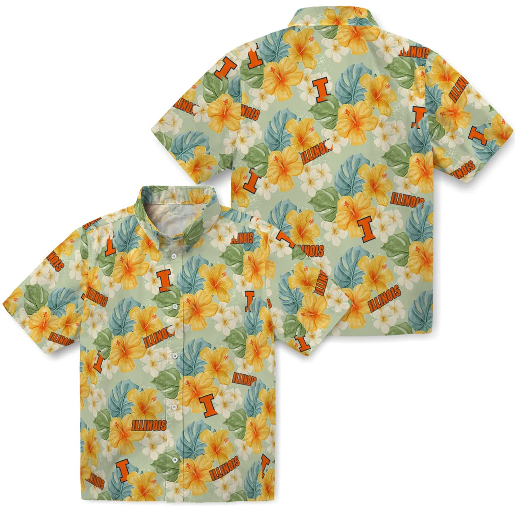 Illinois Fighting Illini Hawaiian Shirt - Hibiscus Mood | Hula Hawaiian Shirts