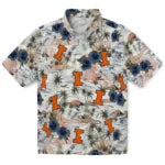 Illinois Fighting Illini Hawaiian Shirt - Hibiscus Seaside | Hula Hawaiian Shirts