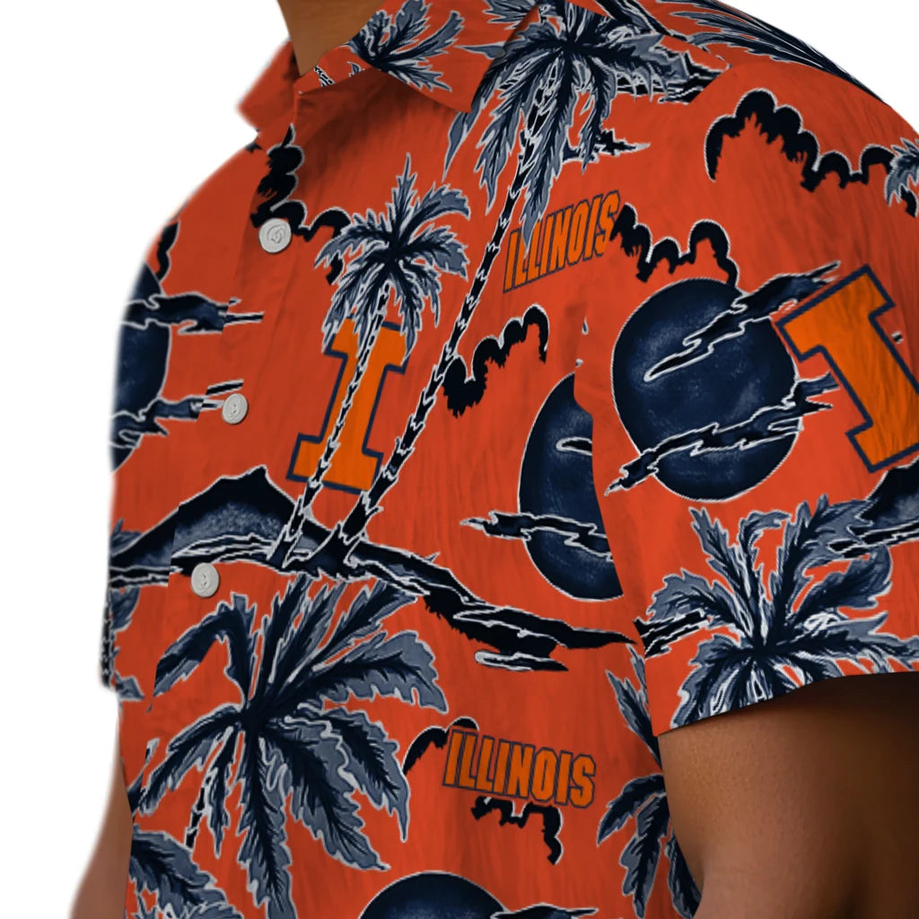 Illinois Fighting Illini Hawaiian Shirt - Palm Sunset | Hula Hawaiian Shirts