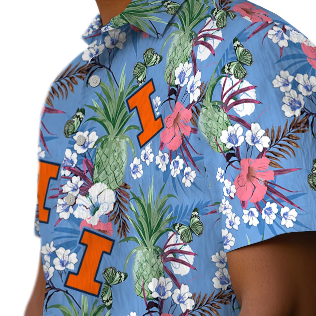 Illinois Fighting Illini Hawaiian Shirt - Pineapple Bouquet | Hula Hawaiian Shirts