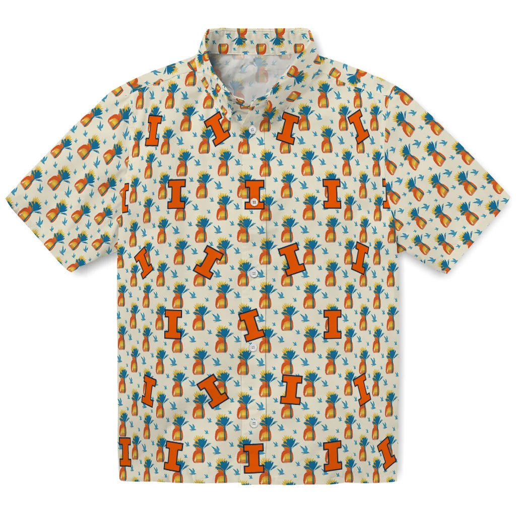 Illinois Fighting Illini Hawaiian Shirt - Pineapple Delight | Hula Hawaiian Shirts
