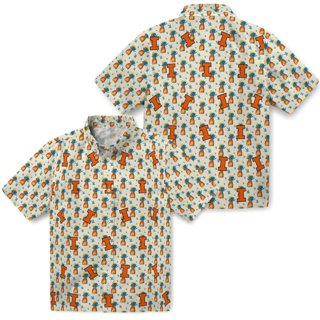 Illinois Fighting Illini Hawaiian Shirt - Pineapple Delight | Hula Hawaiian Shirts