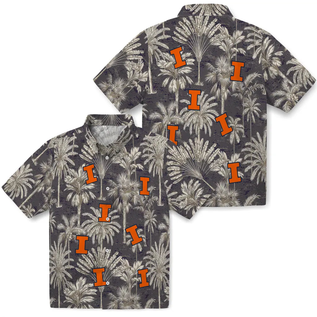 Illinois Fighting Illini Hawaiian Shirt - Vintage Palm Tree | Hula Hawaiian Shirts