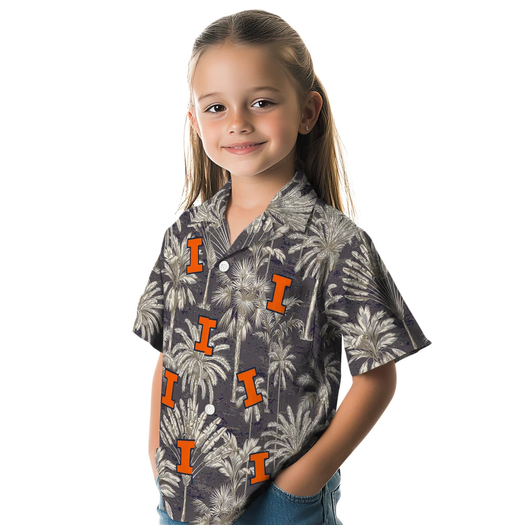 Illinois Fighting Illini Hawaiian Shirt - Vintage Palm Tree | Hula Hawaiian Shirts