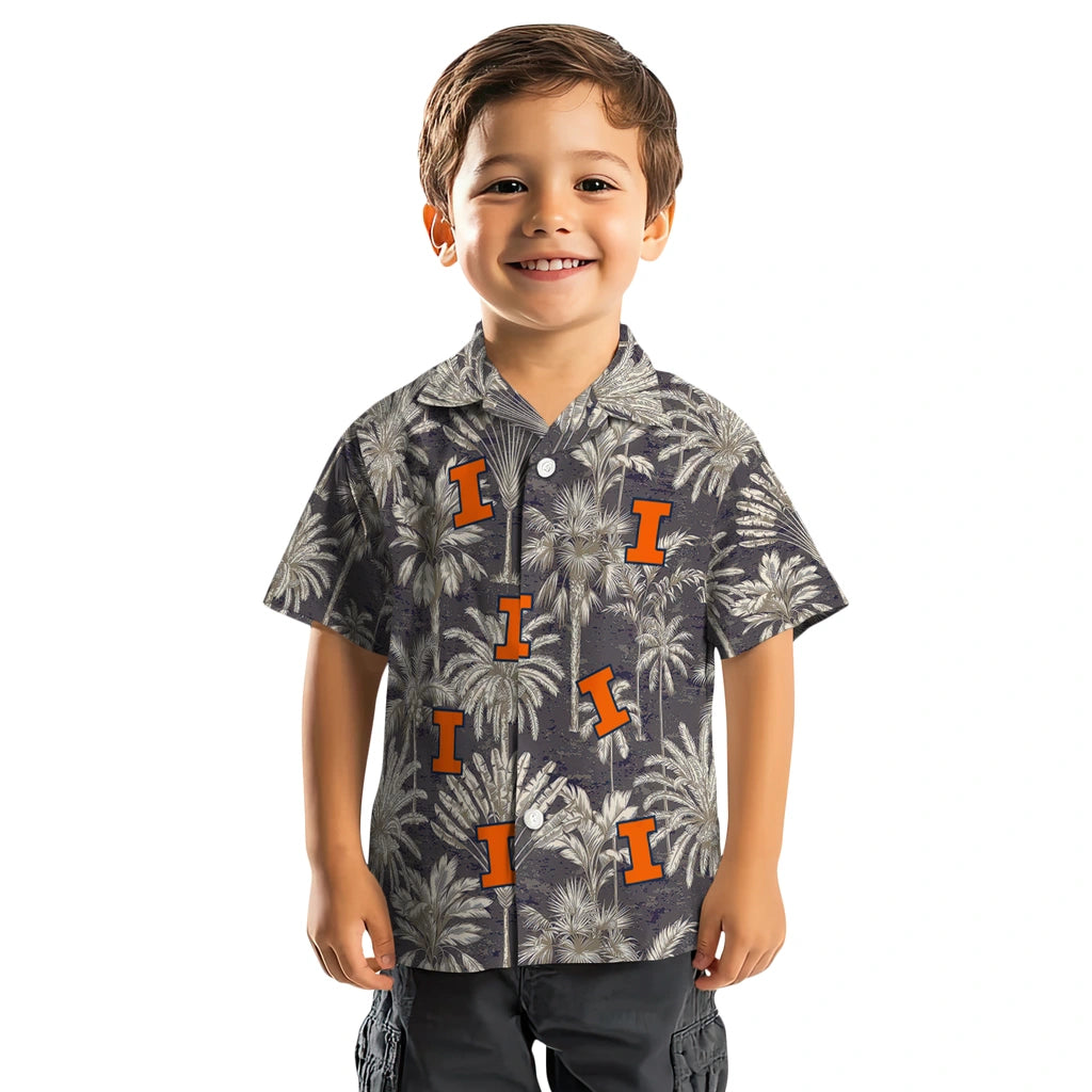 Illinois Fighting Illini Hawaiian Shirt - Vintage Palm Tree | Hula Hawaiian Shirts