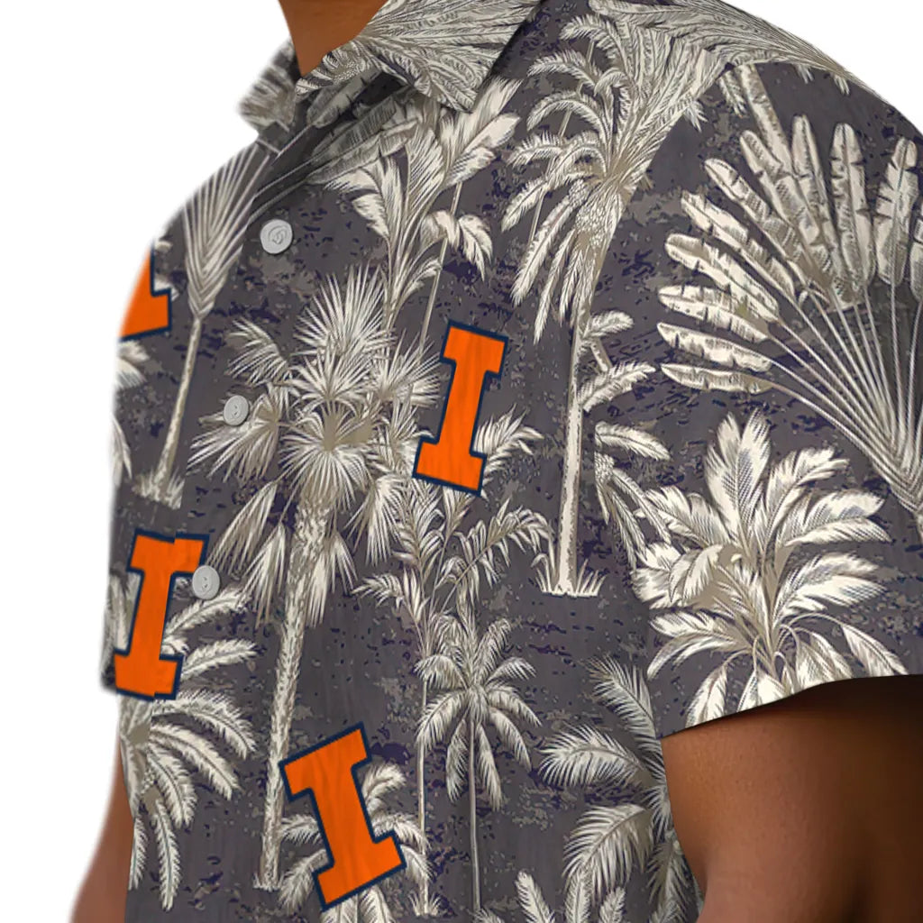 Illinois Fighting Illini Hawaiian Shirt - Vintage Palm Tree | Hula Hawaiian Shirts