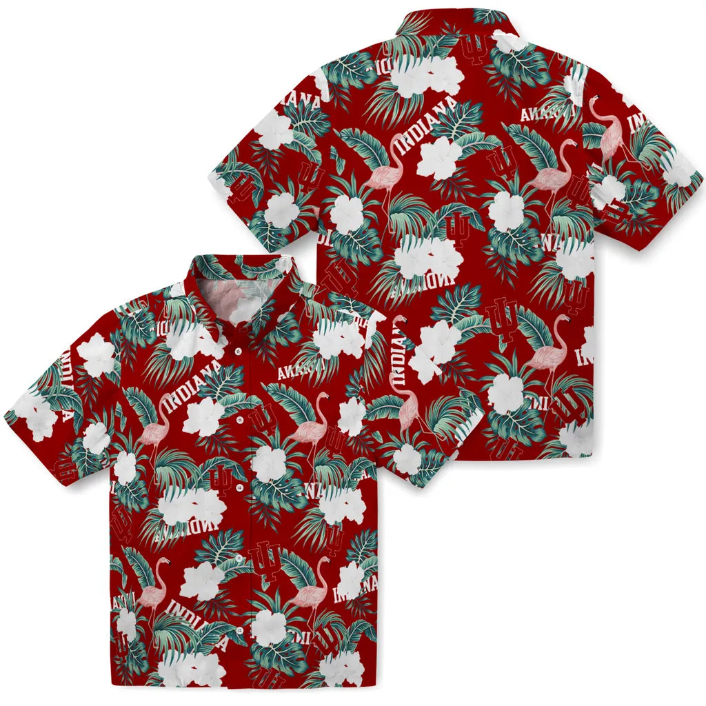 Indiana Hoosiers Hawaiian Shirt - Flamingo and Hibiscus | Hula Hawaiian Shirts