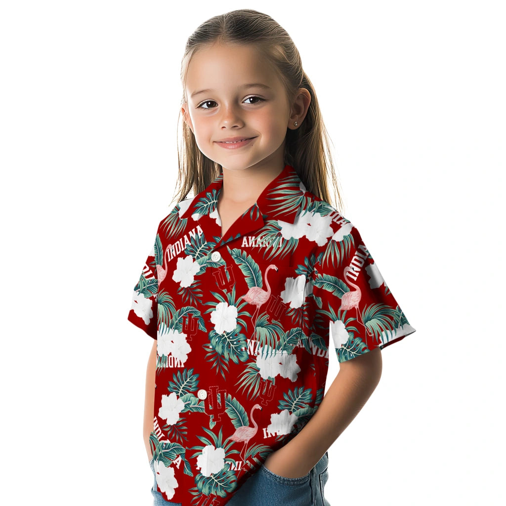 Indiana Hoosiers Hawaiian Shirt - Flamingo and Hibiscus | Hula Hawaiian Shirts