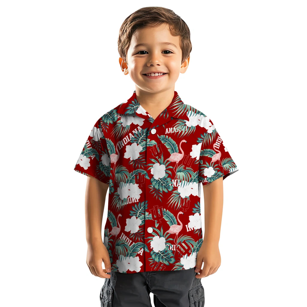 Indiana Hoosiers Hawaiian Shirt - Flamingo and Hibiscus | Hula Hawaiian Shirts