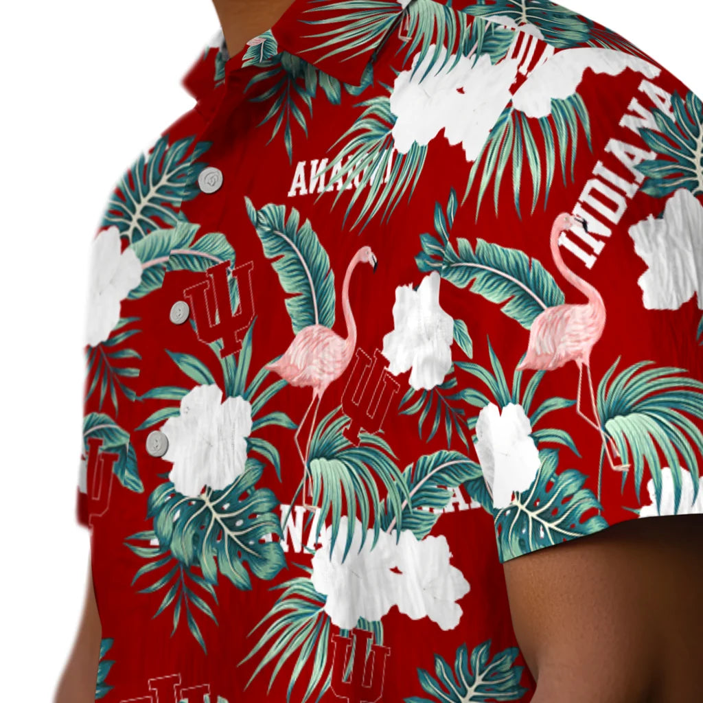 Indiana Hoosiers Hawaiian Shirt - Flamingo and Hibiscus | Hula Hawaiian Shirts