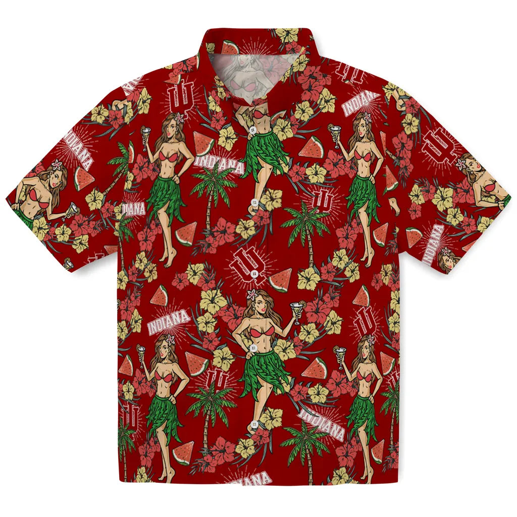 Indiana Hoosiers Hawaiian Shirt - Hawaiian Girls Design | Hula Hawaiian Shirts
