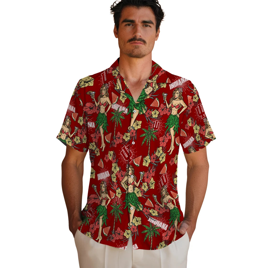 Indiana Hoosiers Hawaiian Shirt - Hawaiian Girls Design | Hula Hawaiian Shirts