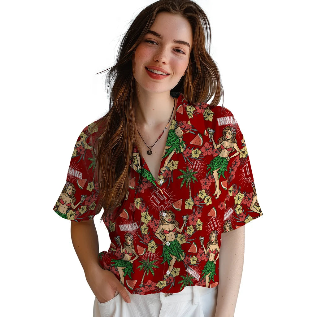 Indiana Hoosiers Hawaiian Shirt - Hawaiian Girls Design | Hula Hawaiian Shirts