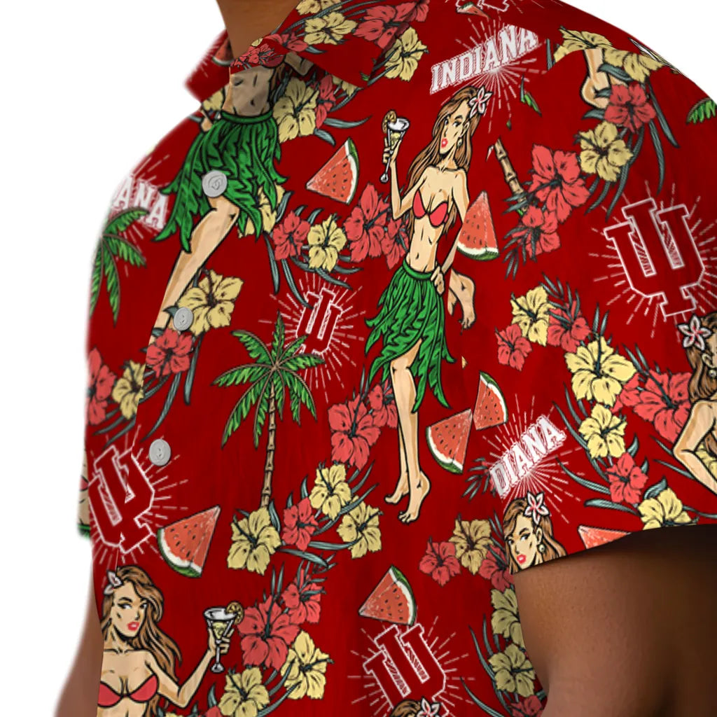 Indiana Hoosiers Hawaiian Shirt - Hawaiian Girls Design | Hula Hawaiian Shirts