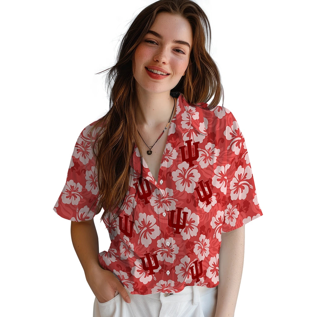 Indiana Hoosiers Hawaiian Shirt - Hibiscus Cluster | Hula Hawaiian Shirts