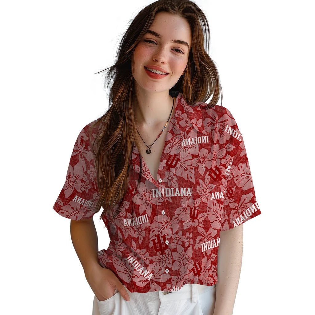 Indiana Hoosiers Hawaiian Shirt - Hibiscus Oasis | Hula Hawaiian Shirts
