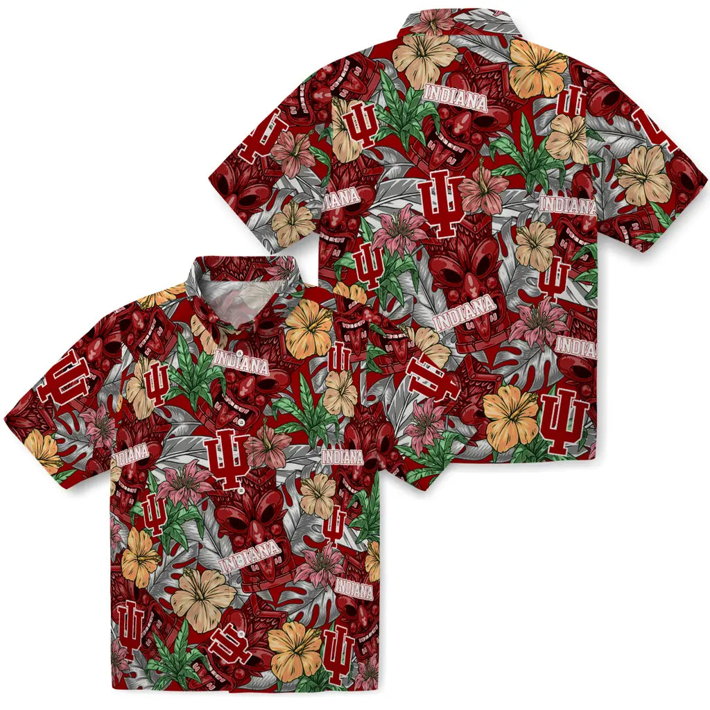 Indiana Hoosiers Hawaiian Shirt - Hibiscus Tiki Jungle | Hula Hawaiian Shirts