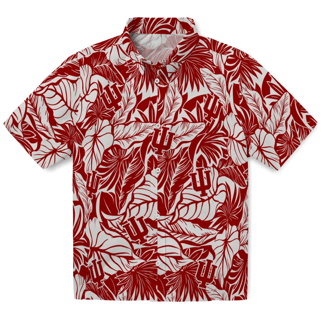 Indiana Hoosiers Hawaiian Shirt - Monstera Layer | Hula Hawaiian Shirts