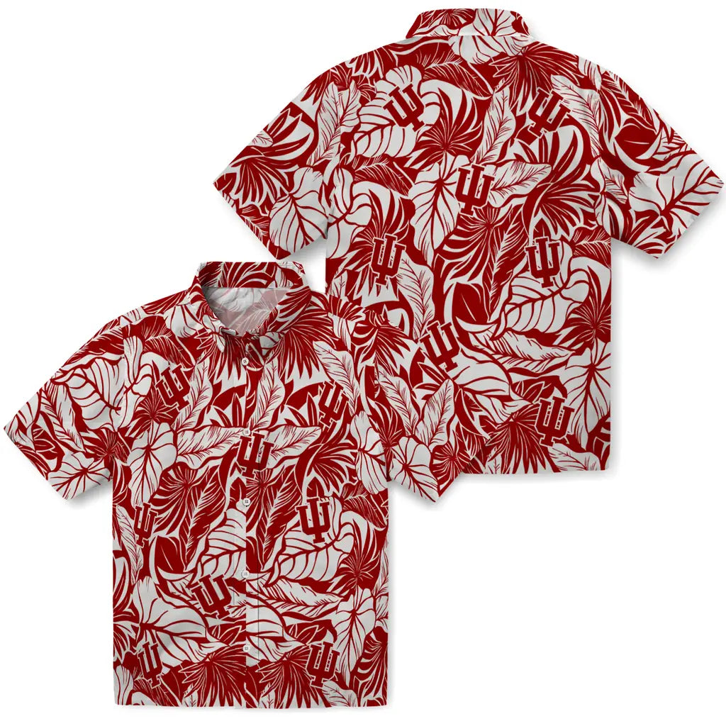 Indiana Hoosiers Hawaiian Shirt - Monstera Layer | Hula Hawaiian Shirts