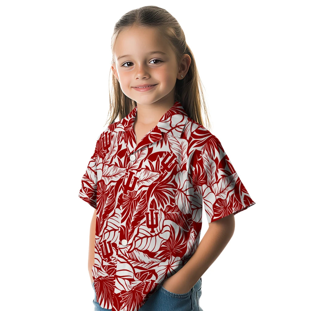 Indiana Hoosiers Hawaiian Shirt - Monstera Layer | Hula Hawaiian Shirts