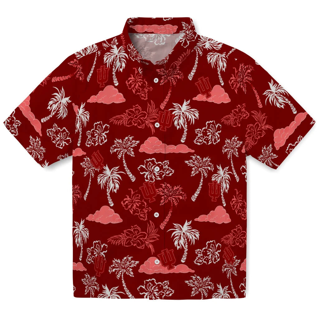 Indiana Hoosiers Hawaiian Shirt - Palm And Clouds | Hula Hawaiian Shirts