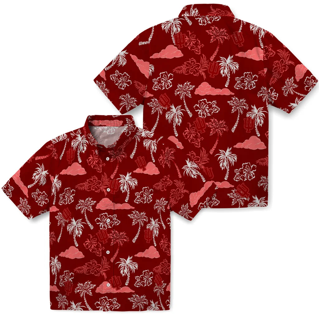 Indiana Hoosiers Hawaiian Shirt - Palm And Clouds | Hula Hawaiian Shirts